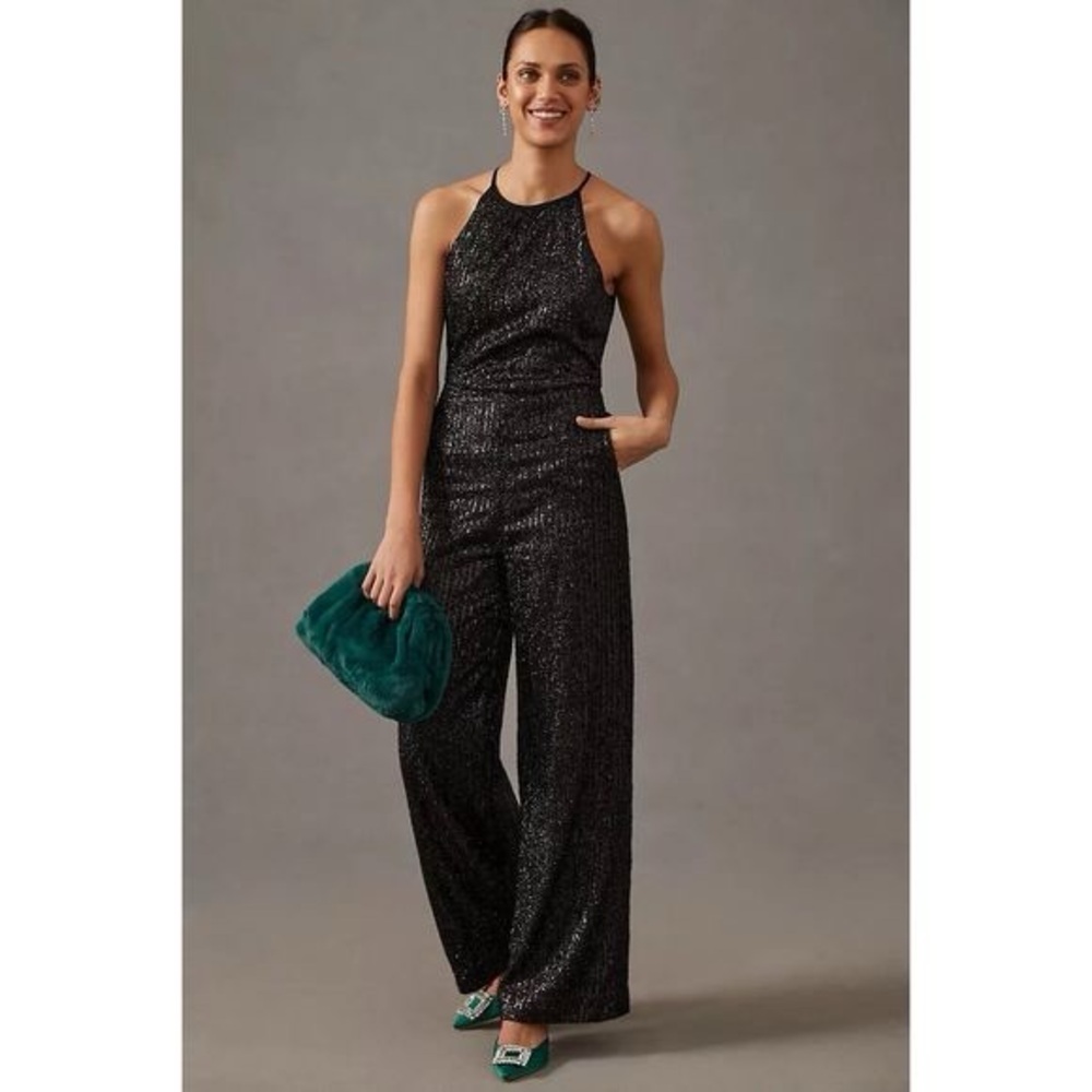 Maeve Black Sequin Jumpsuit